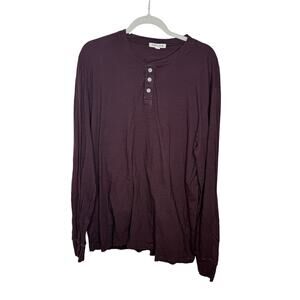 Forty Five Henley Shirt Men's XL Long Sleeve Burgundy Made in USA Huckberry